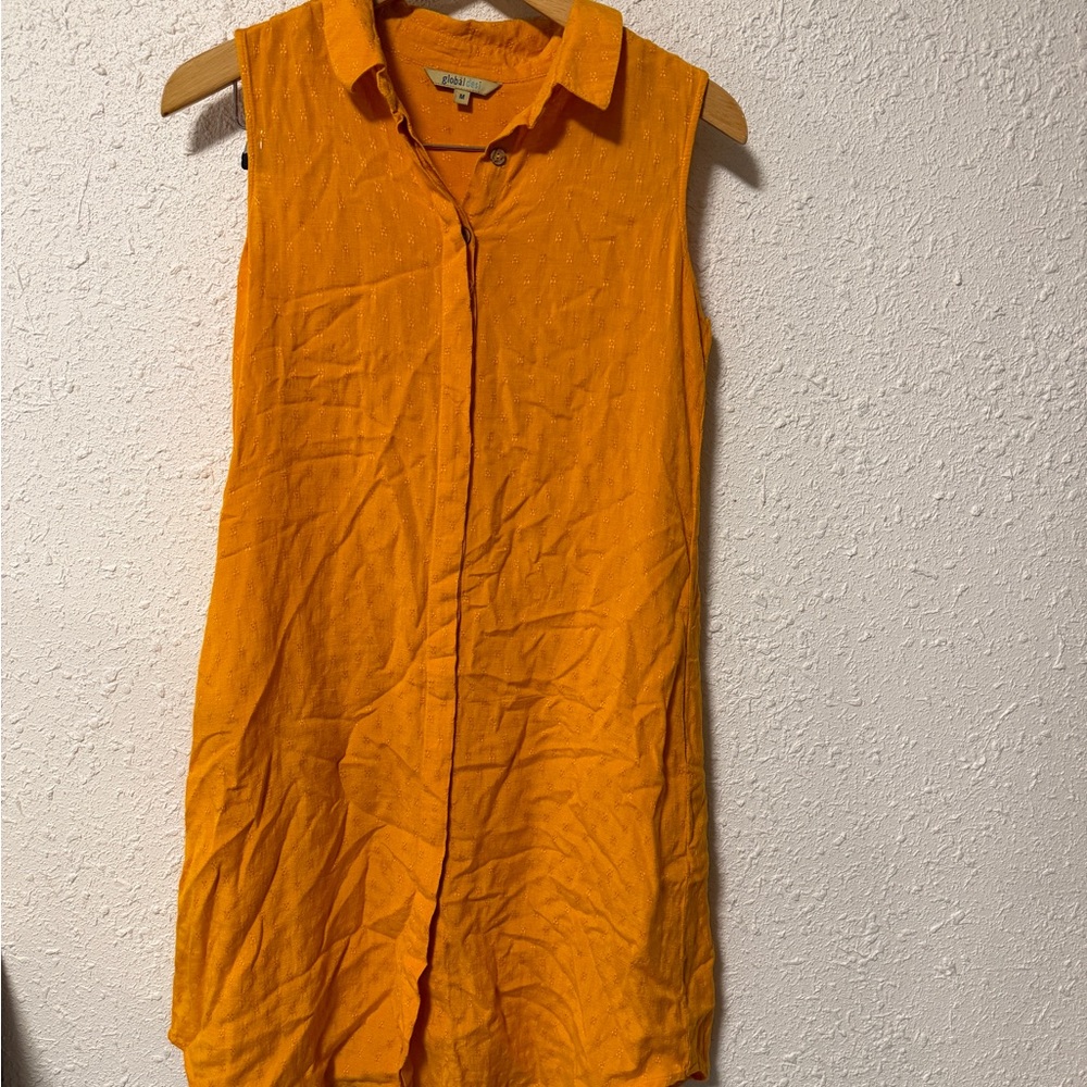 Global Desi Bright Orange Textured Top